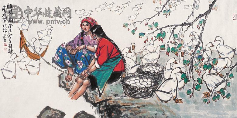 史国良 癸未(2003年)作 牧鸭图 镜心 设色纸本