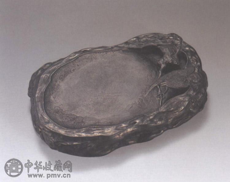 清 端石花鸟随形砚