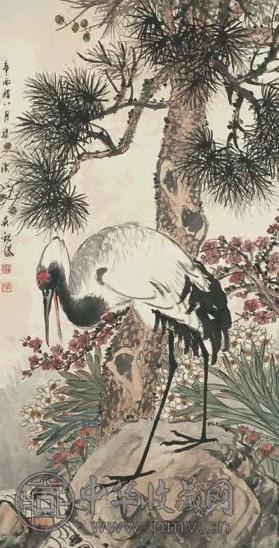 吴观岱 辛酉(1921年)作 松鹤 立轴 设色纸本