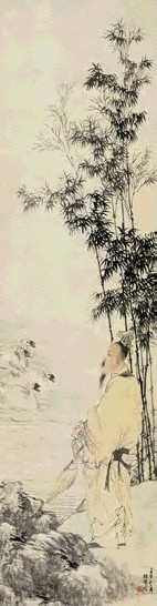 清 任伯年 羲之爱鹅图 轴