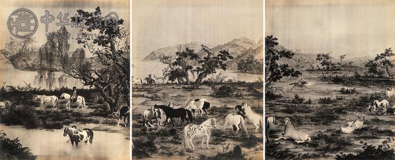 清 郎世宁百骏图照片