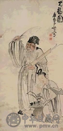 黄慎 见福图 立轴 设色纸本