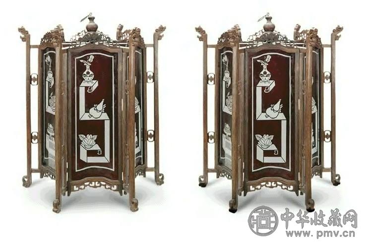 清晚期 红木雕龙宫灯(1对)