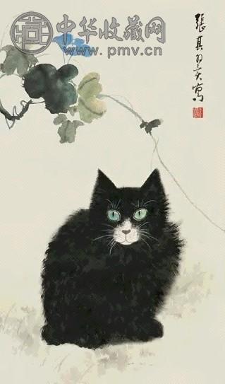 张其翼 黑猫 立轴 设色纸本