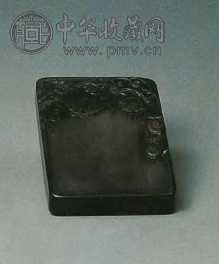 清中期 端石雕瓜蝶连绵纹砚