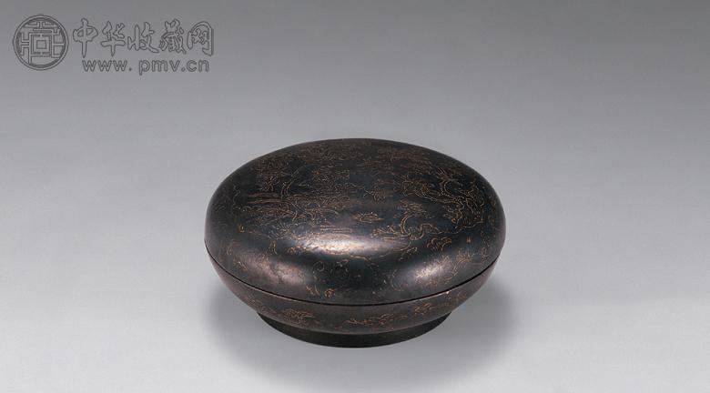 明 铜嵌金丝花鸟印盒