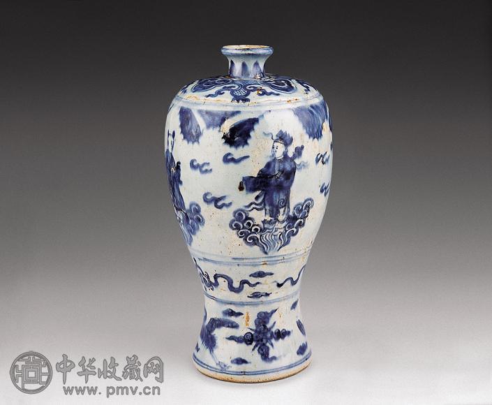 明末 青花神仙人物梅瓶