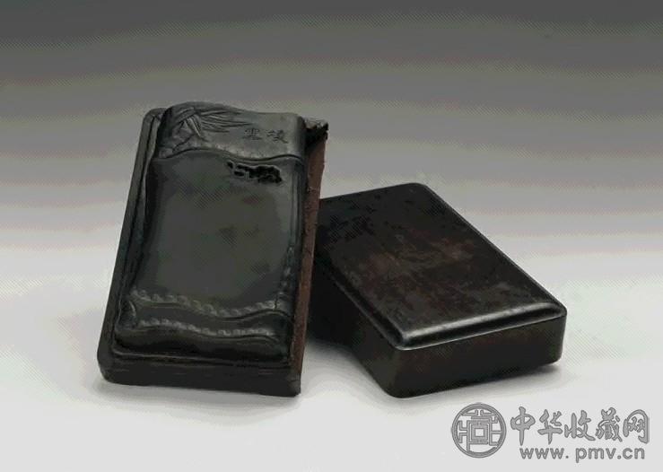 清 端石雕竹节螭纹砚