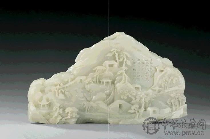 清乾隆 御制诗题“云巖小阁”白玉山子