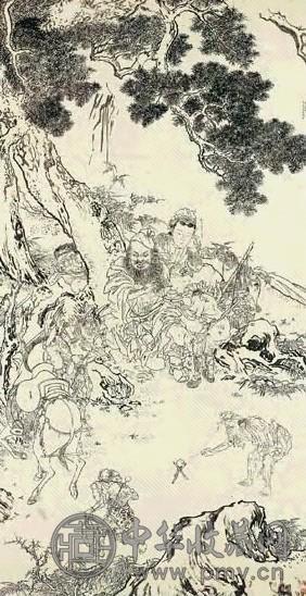 近现代 溥儒 白描钟馗 轴