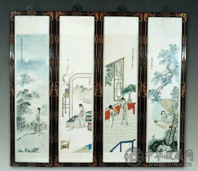 清 红木嵌黄杨木柜(4屏)