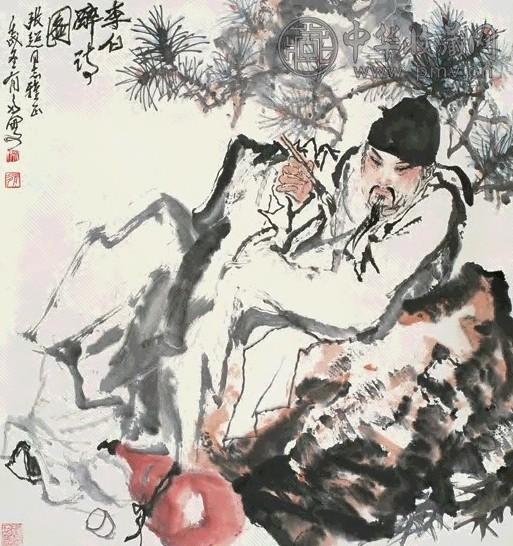 姚有多 1982年作 李白醉诗图 立轴 设色纸本