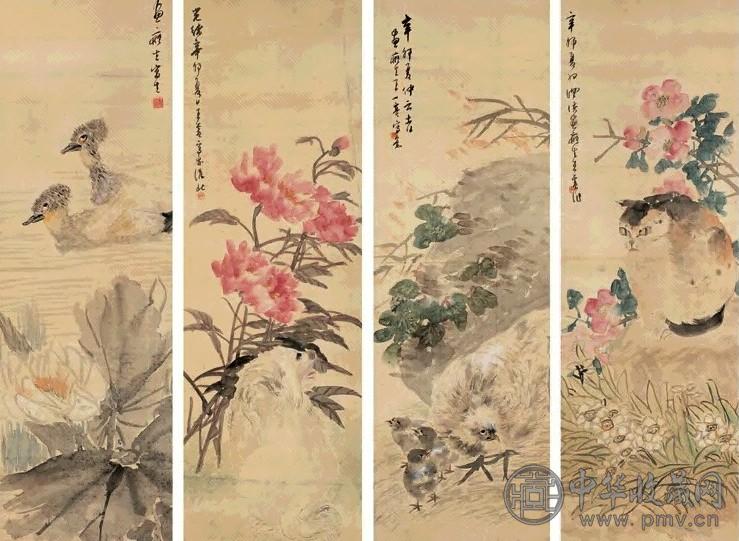 王一亭 光绪辛卯(1891年)作 花鸟 立轴 设色绢本