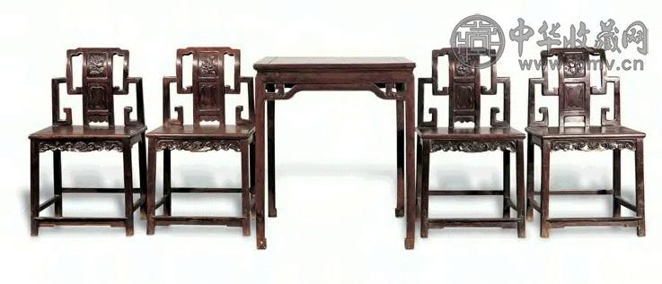 清 红木方桌靠背椅(1套件)