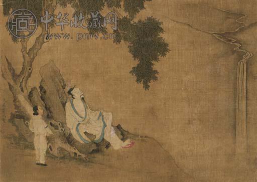 仇英(传) 观瀑图 立轴 设色绢本