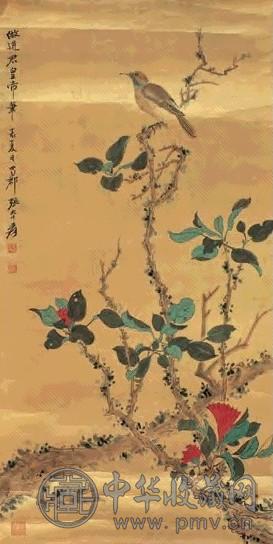 张大千 1947年作 花鸟 镜心 绢本设色