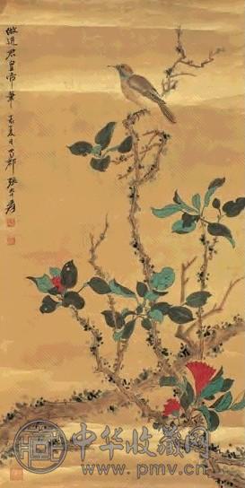 张大千 1947年作 花鸟 镜心 绢本设色