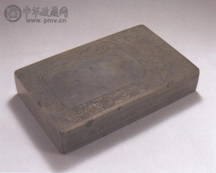 清 绿端石渔樵耕读长方砚
