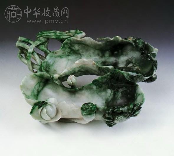清 翠玉荷叶双连洗