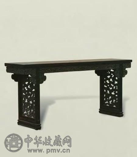 清乾隆 紫檀夹头榫大平头案