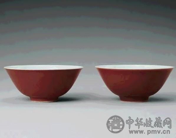 清乾隆 祭红釉碗(1对)