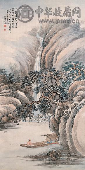 姜筠 1912年作 李白诗意图 立轴 设色绢本