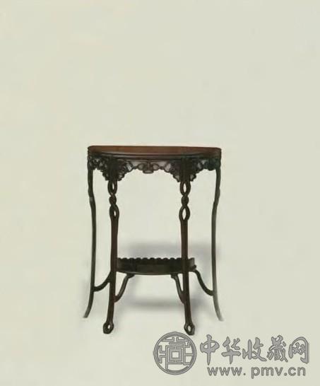 清 红木仿藤式半月桌