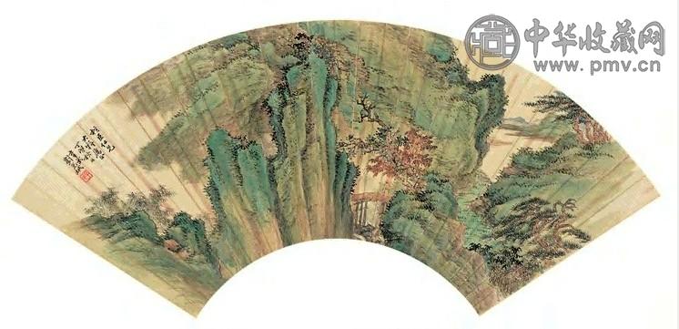 近现代 刘子久 溪山深秀 扇面
