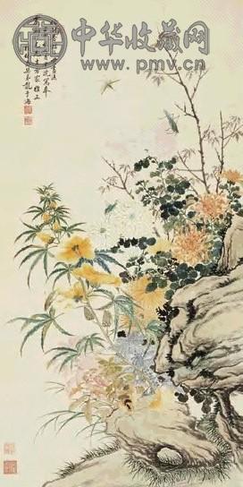 龙于海 花卉 轴 设色纸本