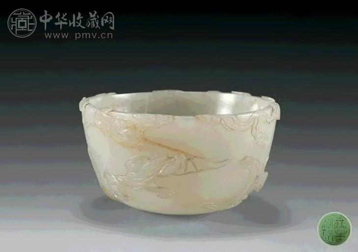 清中期 白玉云蝠纹洗