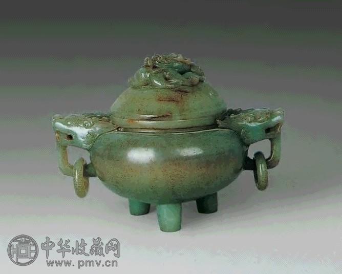 明 青白玉雕盖炉