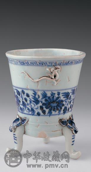 元 青花三足筒炉