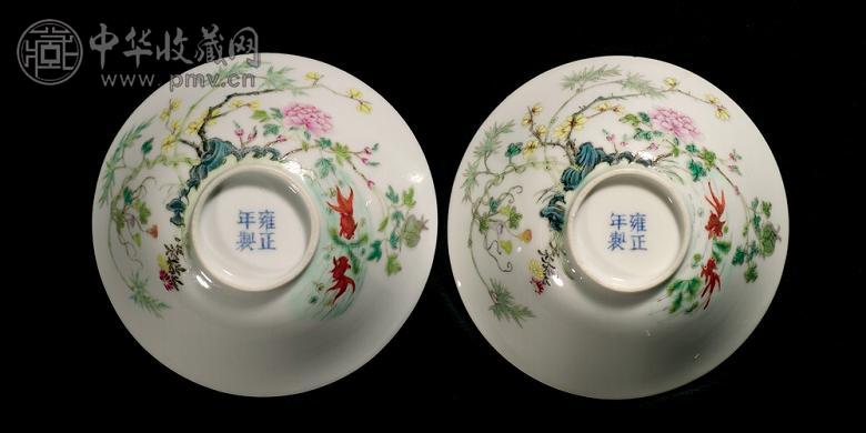 1900-1930年作 彩绘花卉葫芦纹折碗(1对)