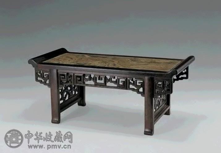 清 紫檀嵌石书几