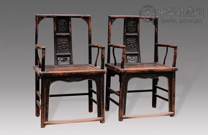 榆木雕龙官帽椅(2件)