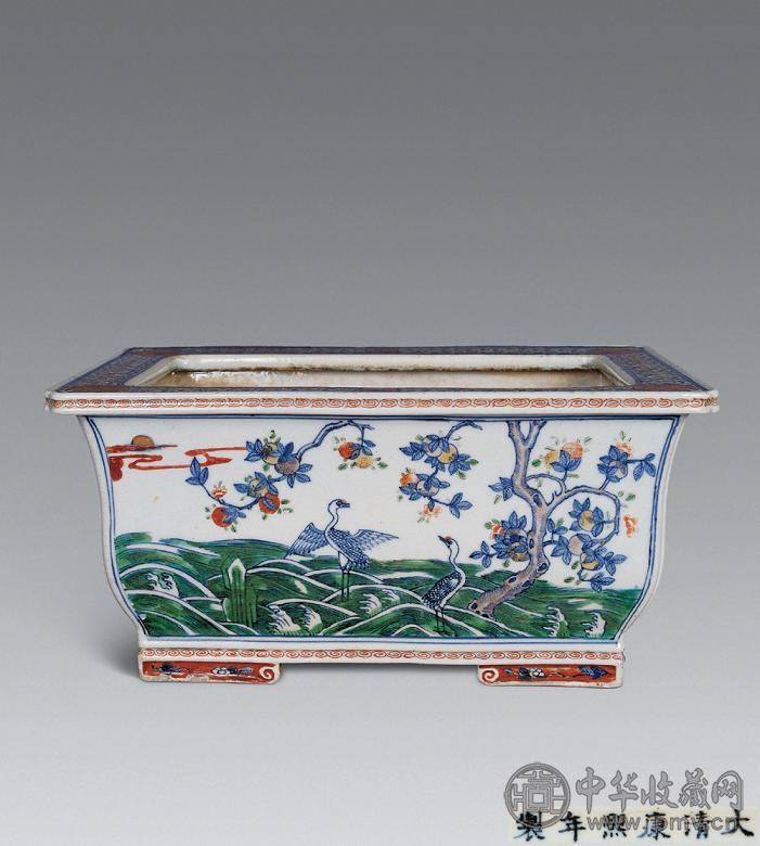 清康熙 斗彩花鸟方花盘