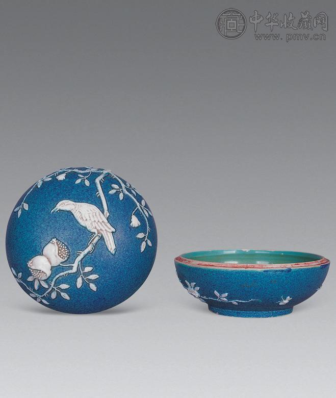 清光绪 炉钧花鸟印盒