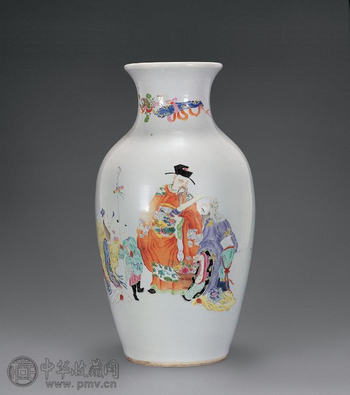 中国古美術 清雍正時代 大清雍正年製 在銘 粉彩花石紋花瓶(A-81) 中国