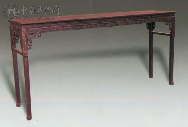 清 红木浮雕花卉条桌