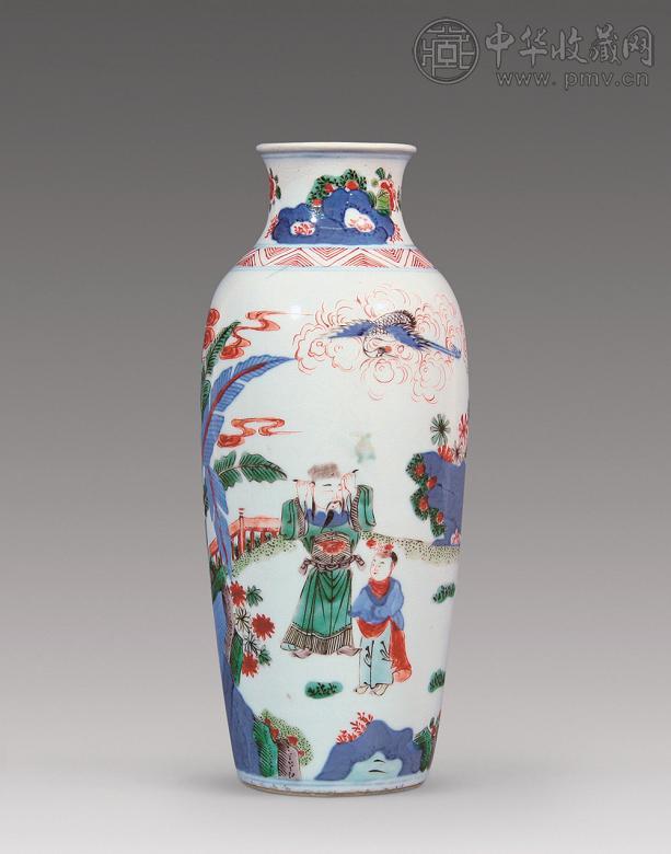 中国清時代五彩花瓶 したん 中国美術 黒地に五彩 花瓶 時代物 清朝 箱無し 中国清