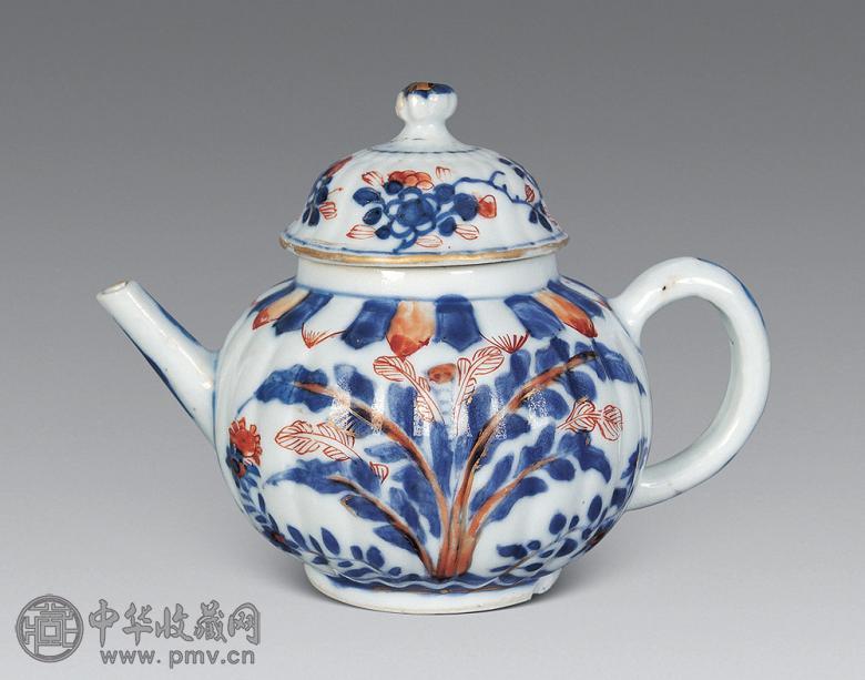 清康熙 青花加矾红小茶壶