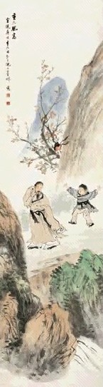 倪田 重九风高 立轴 设色纸本