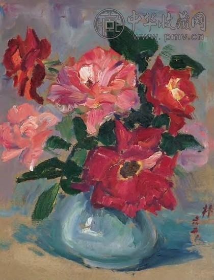 莫朴 花卉 连框 油画