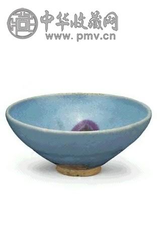 元 钧窑天青红斑碗