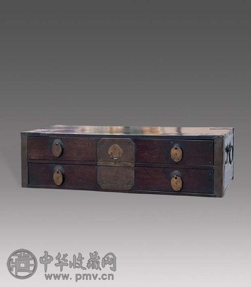 清 鸡翅木双屉匣盒