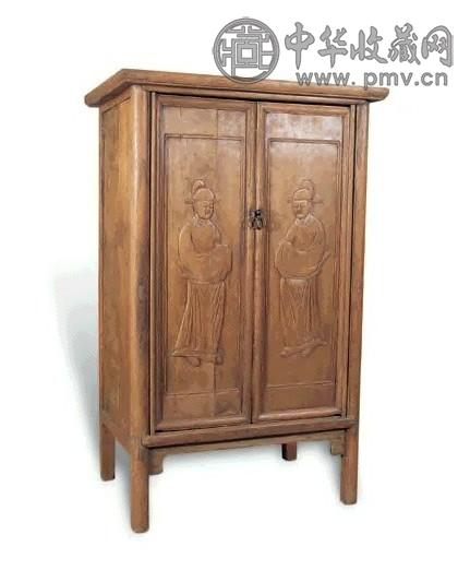 清中期 核桃木人物二门中号柜