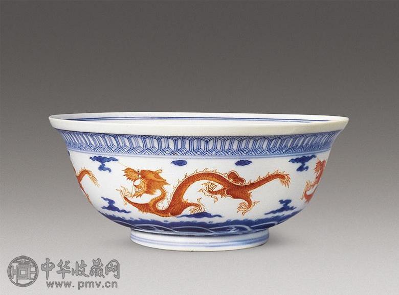 清同治青花加矾红龙纹大碗收藏资讯|艺术家|书画家|书画名人|书法家