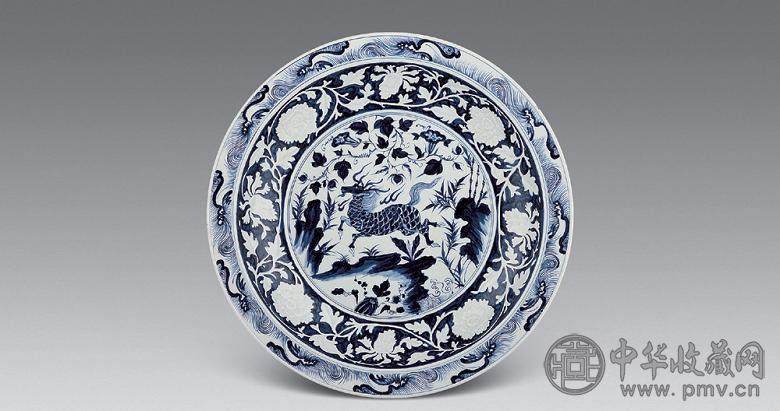 青花麒麟纹大盘