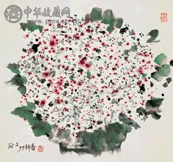 杨延文 花卉 立轴 设色纸本