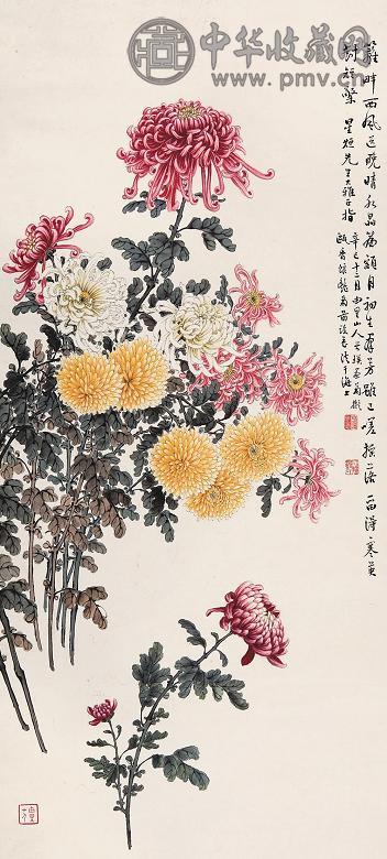 缪谷瑛 花卉 立轴 设色纸本